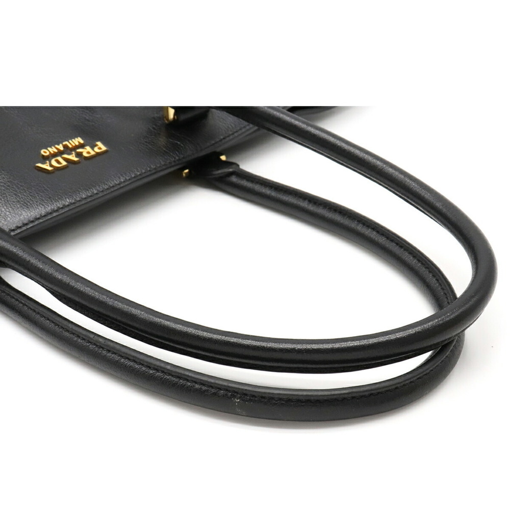 Prada Glace Calf Shoulder Bag Crossbody Nylon Leather Black Gold - Picture 4 of 8